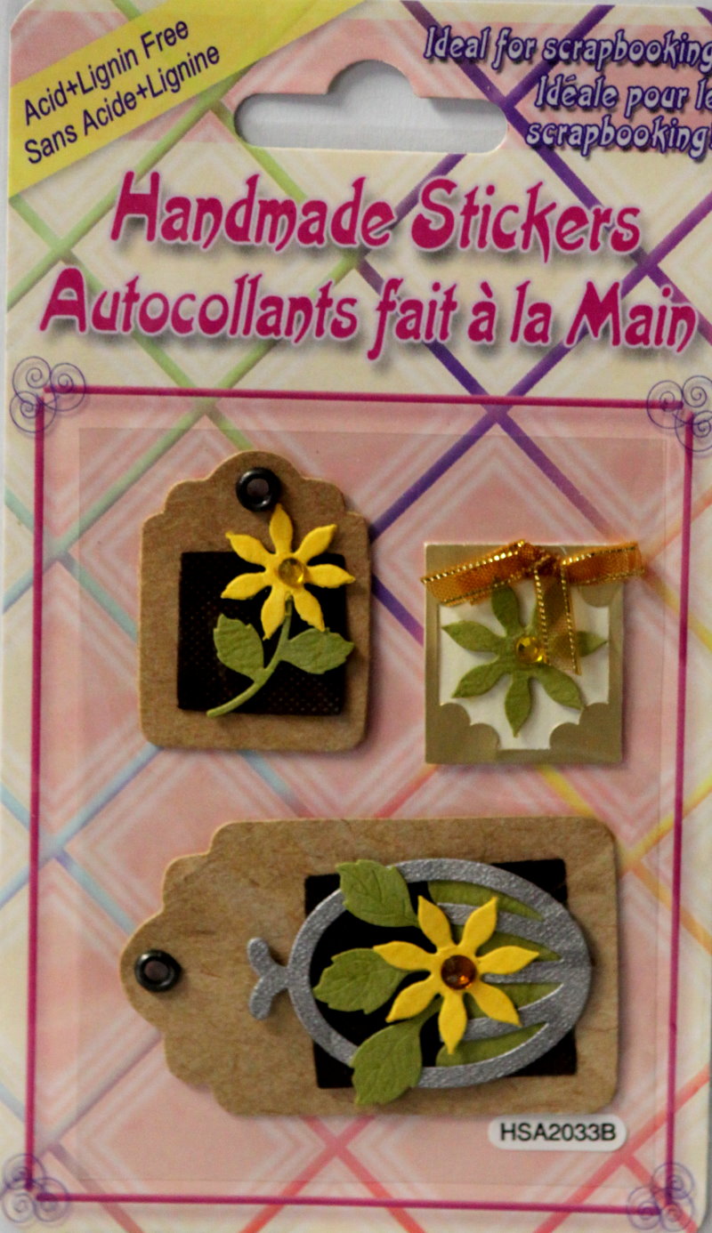 Handmade Daisy Tags Dimensional Scrapbook Stickers