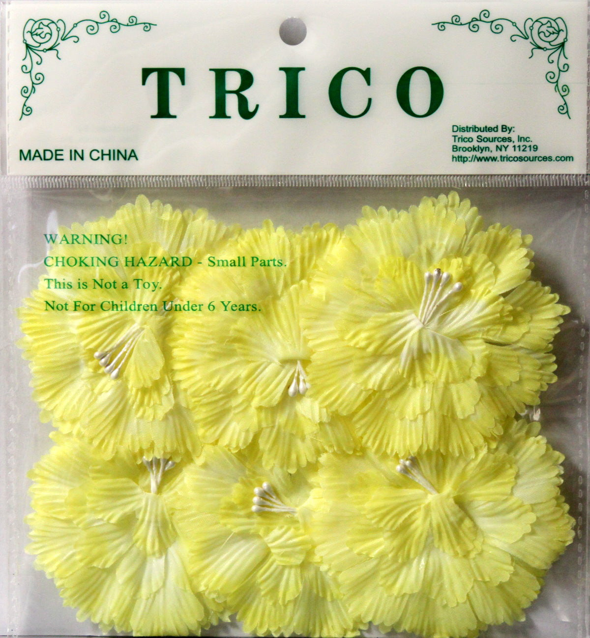 Trico Delicate Yellow Flowers With Pearl Centers Embellishments