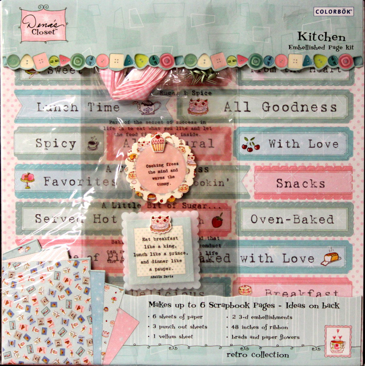 Colorbok Dena's Closet Kitchen Retro Collection Embellished Scrapbook Pages Kit - SCRAPBOOKFARE