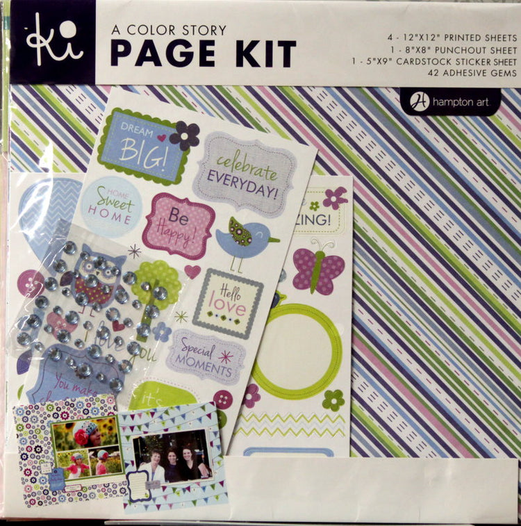 Ki A Color Story Blue 12 x 12  Scrapbook Page Kit