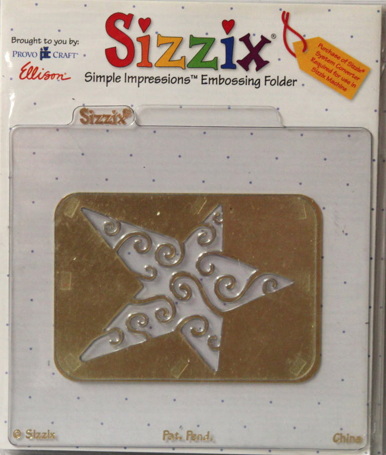 Sizzix Star #2 Simple Impressions Brass Stencil & Embossing Folder