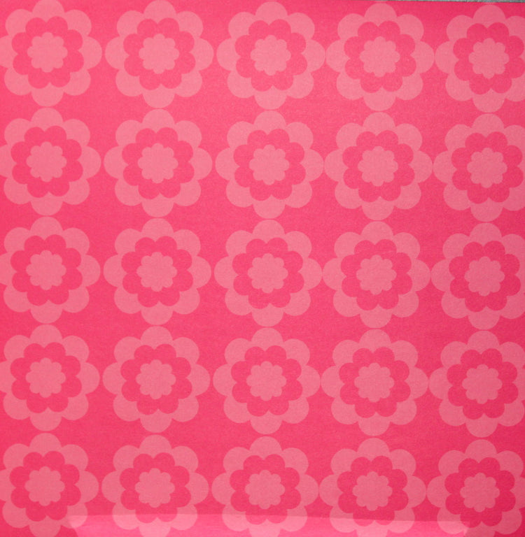 Hot Pink Flowers Coordinates Printed 12 x 12 Scrapbook Paper - SCRAPBOOKFARE
