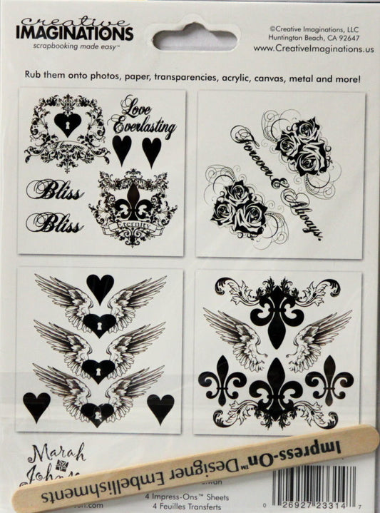 Creative Imaginations Marah Johnson Amore' Rub-On Transfers - SCRAPBOOKFARE