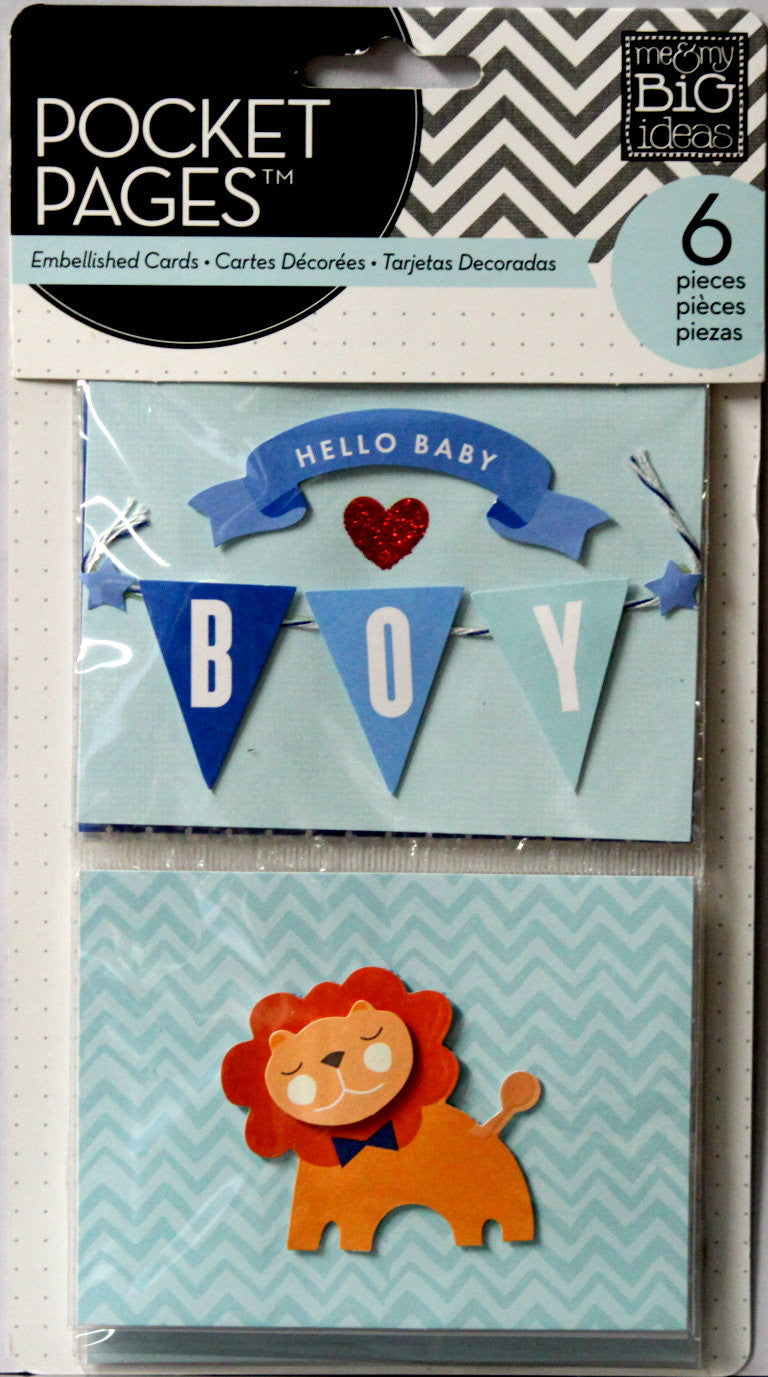 Me & My Big Ideas Pocket Pages Baby Boy Themed Embellished Cards - SCRAPBOOKFARE