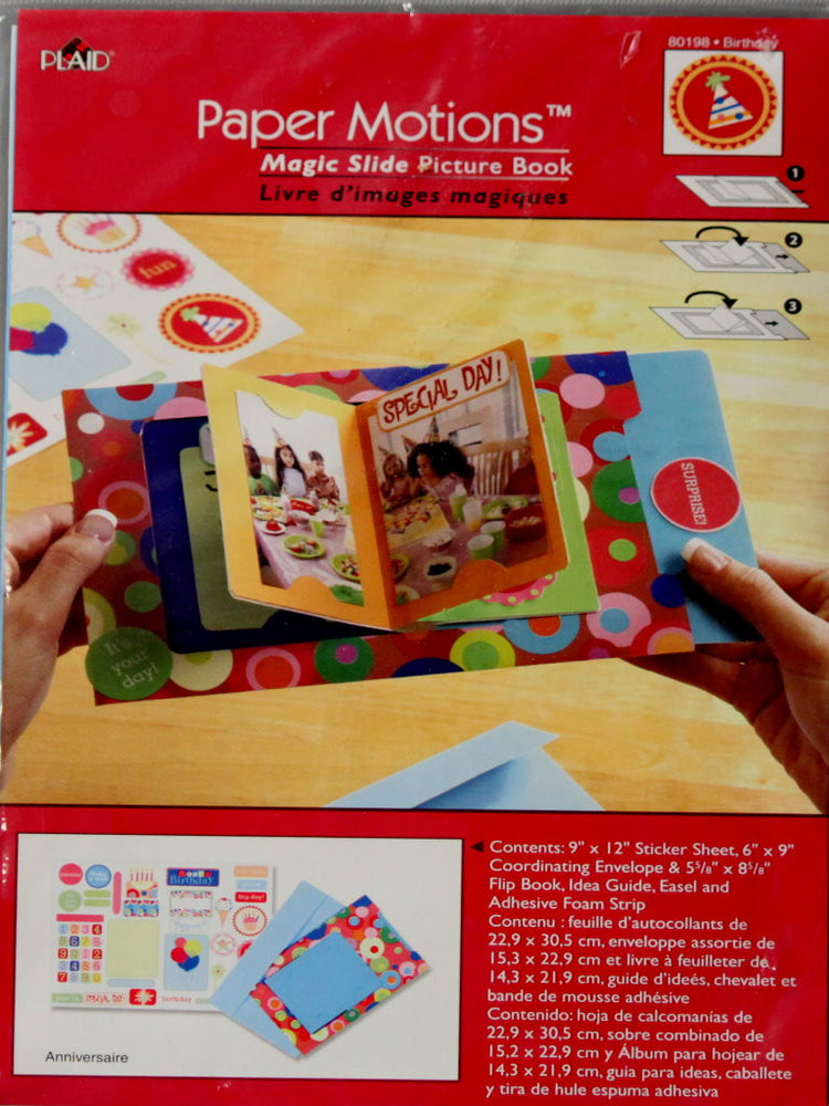 Plaid Paper Motions Magic Slide Birthday Picture Book - SCRAPBOOKFARE
