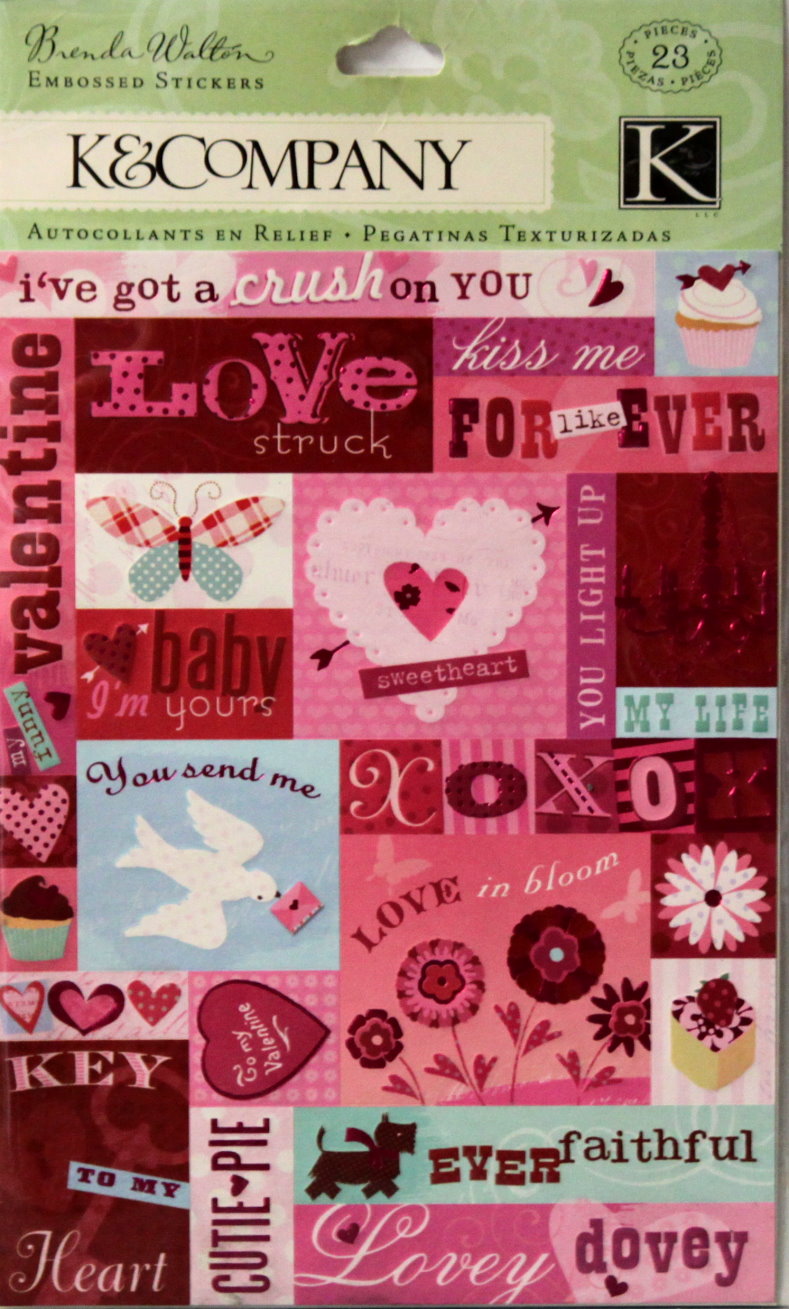 K & Company Brenda Walton Sweet Talk Words of Love Embossed Embellishments Stickers