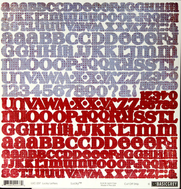 Basic Grey Lucky Letters Self-Adhesive Diecut Stickers - SCRAPBOOKFARE