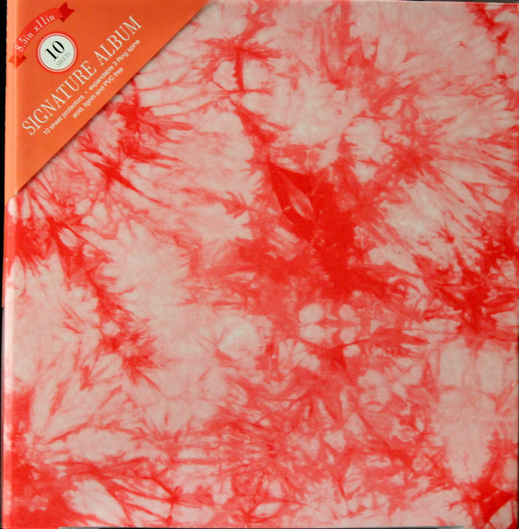 Colorbok Deluxe Designer Fabric 8.50 x 11 Red Tye Dye Top Loading Scrapbook Album - SCRAPBOOKFARE