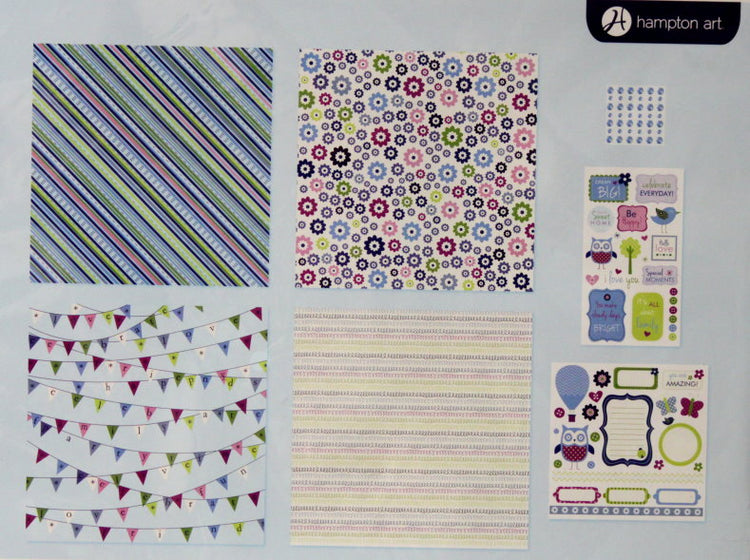 Ki A Color Story Blue 12 x 12  Scrapbook Page Kit