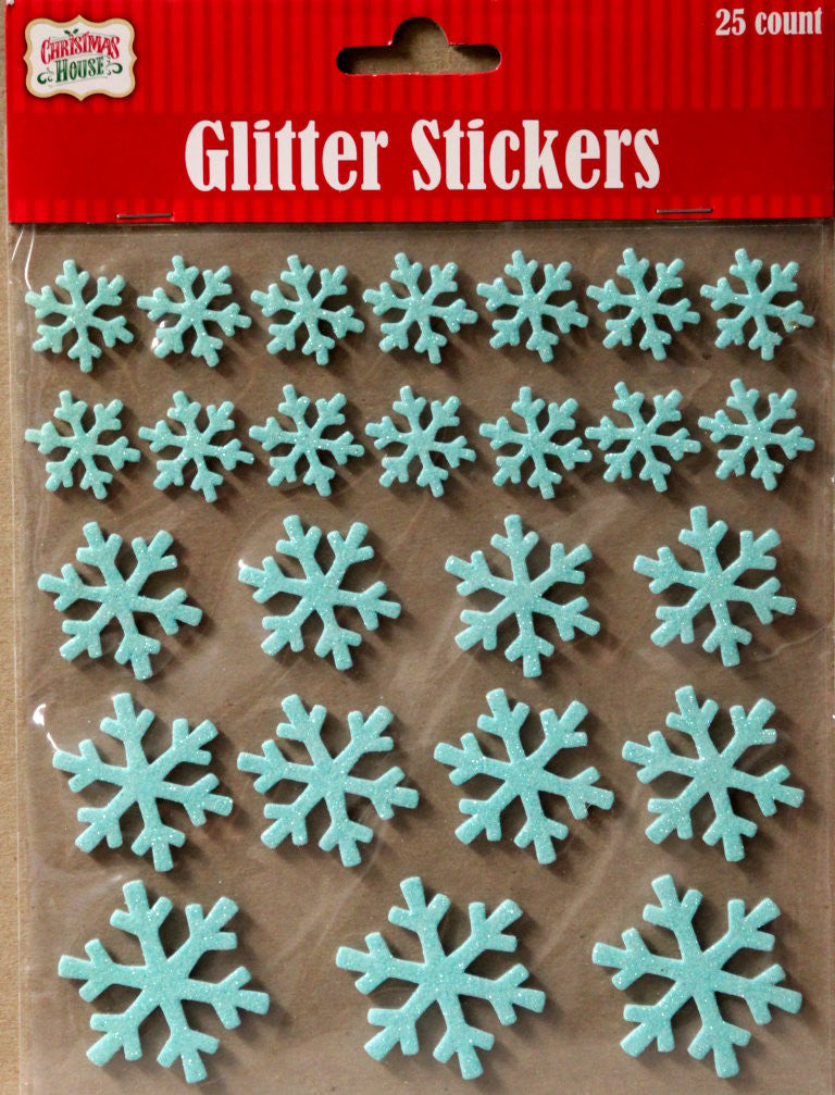 Christmas House Glitter Snowflakes Dimensional Foam Stickers - SCRAPBOOKFARE