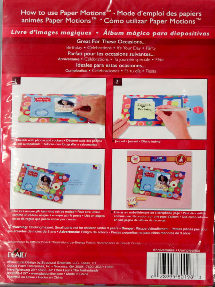 Plaid Paper Motions Magic Slide Birthday Picture Book - SCRAPBOOKFARE