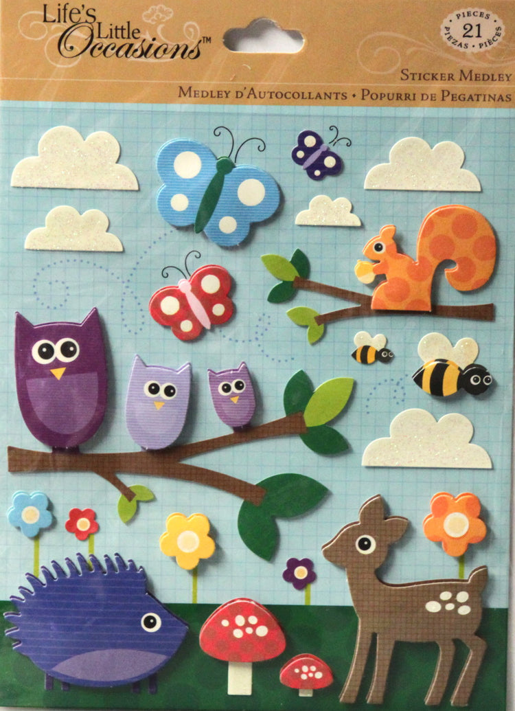 K & Company Life's Little Occasions Woodland Creatures Dimensional Stickers Medley