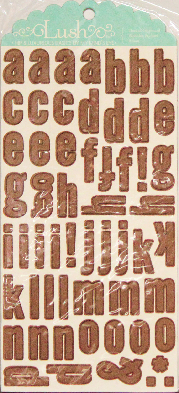 My Mind's Eye Lush Flocked Chipboard Double-Sided Alphabet Stickers Brown