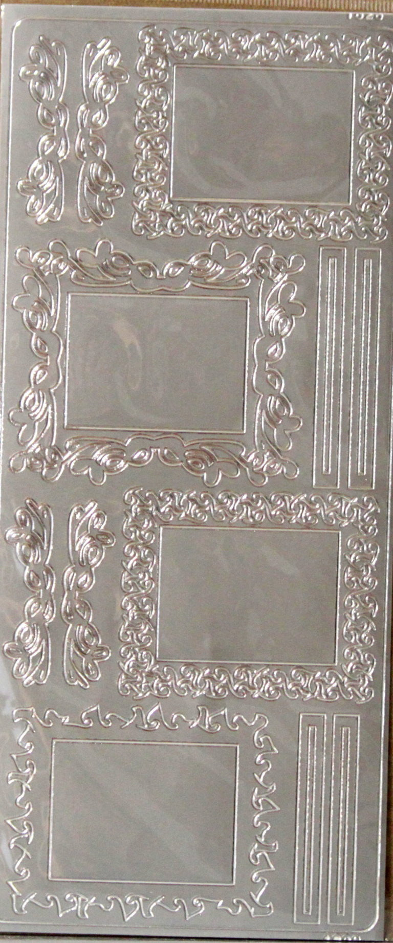 Dazzles Metallic Silver Frames & Elements Stickers - SCRAPBOOKFARE