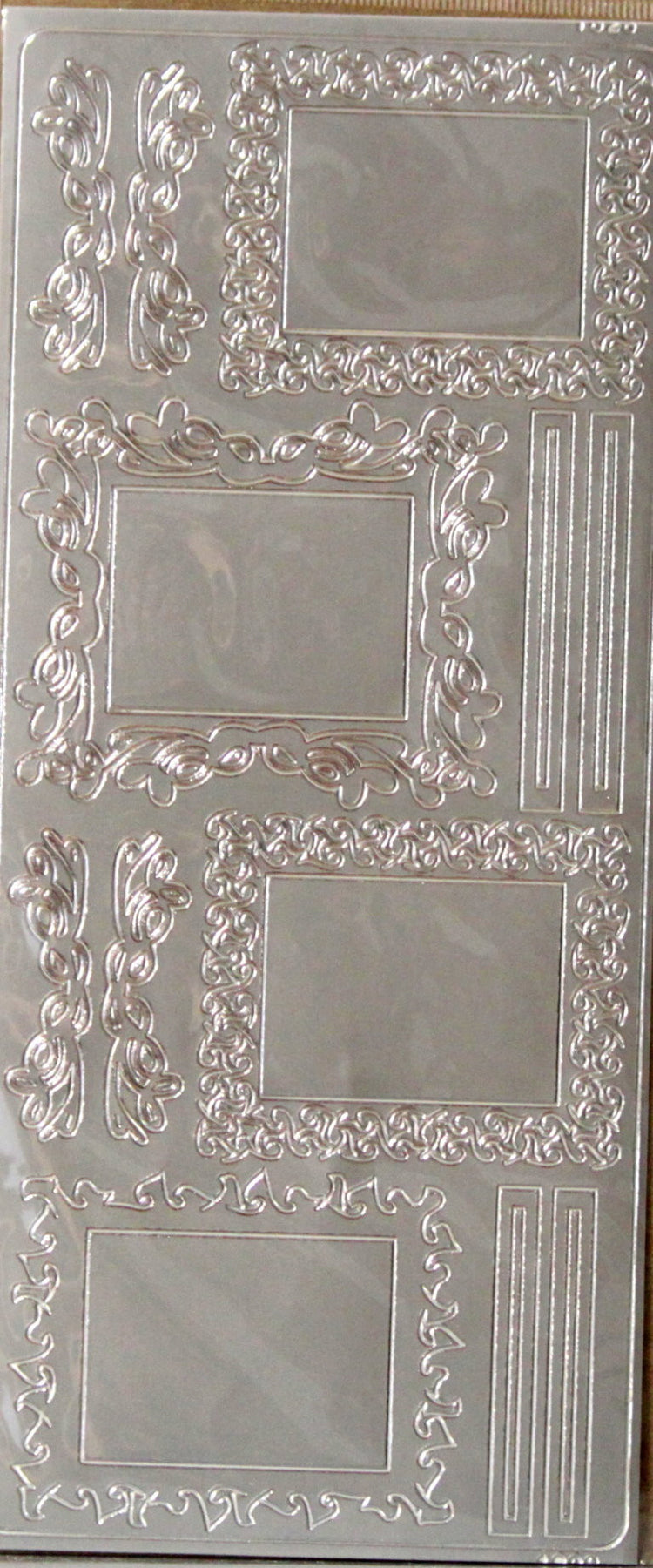 Dazzles Metallic Silver Frames & Elements Stickers - SCRAPBOOKFARE