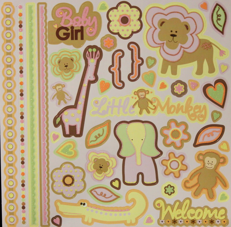 Best Creation Inc. Safari Girl Glitter Cardstock Stickers Sheet