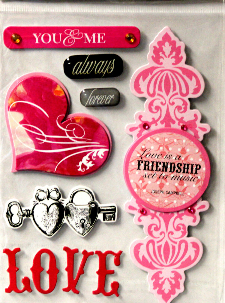 You & Me Always Forever Dimensional Bling Scrapbook Stickers