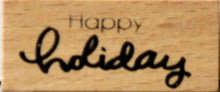 Recollections Happy Holiday Sentiment Mounted Wooden Rubber Stamp