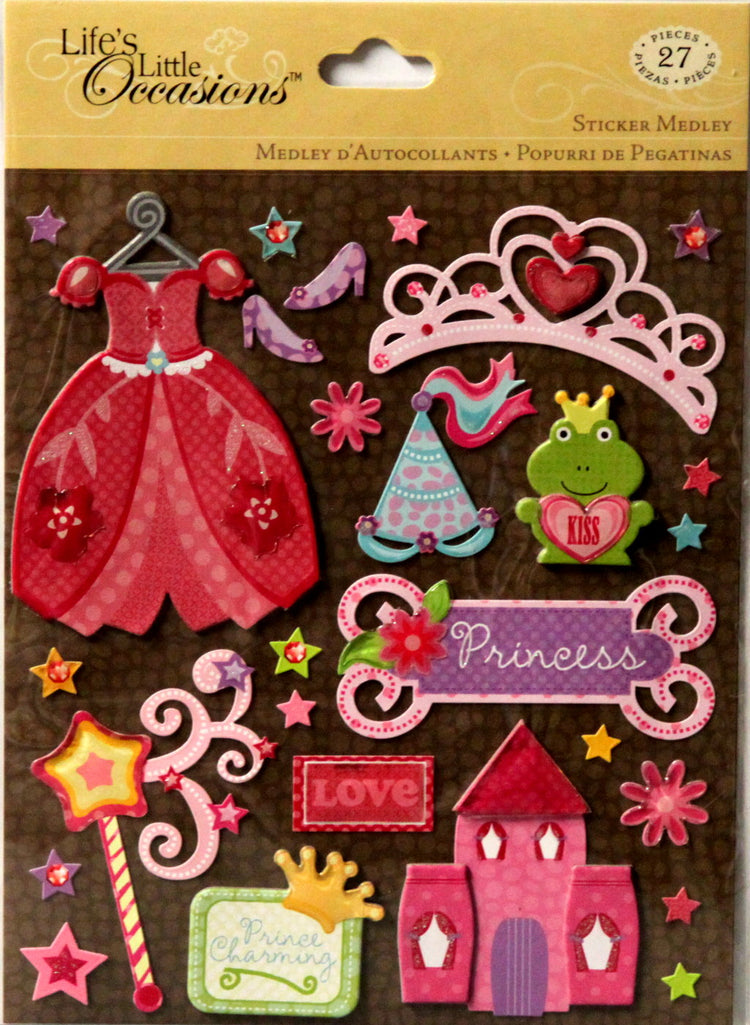 K & Company Life's Little Occasions Princess Dimensional Stickers Medley