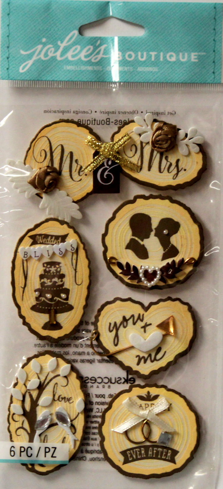 EK Success Jolee's Boutique Wooden Silhouette Wedding Icons Dimensional Stickers