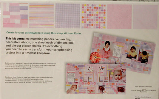 K & Company Kurio 12"x 12" Patty Cake Baby Girl Scrapbook Pages Kit