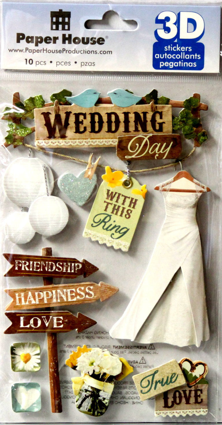 Paper House Wedding Day Dimensional 3-D Stickers - SCRAPBOOKFARE