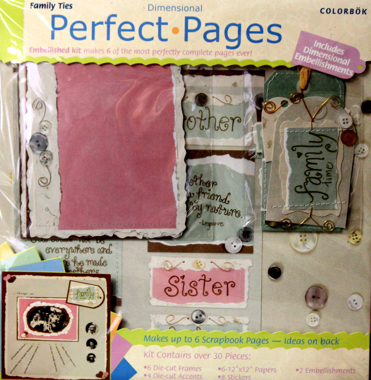 Colorbok Perfect Pages 12 x 12 Famiy Ties Dimensional Scrapbook Pages Kit - SCRAPBOOKFARE