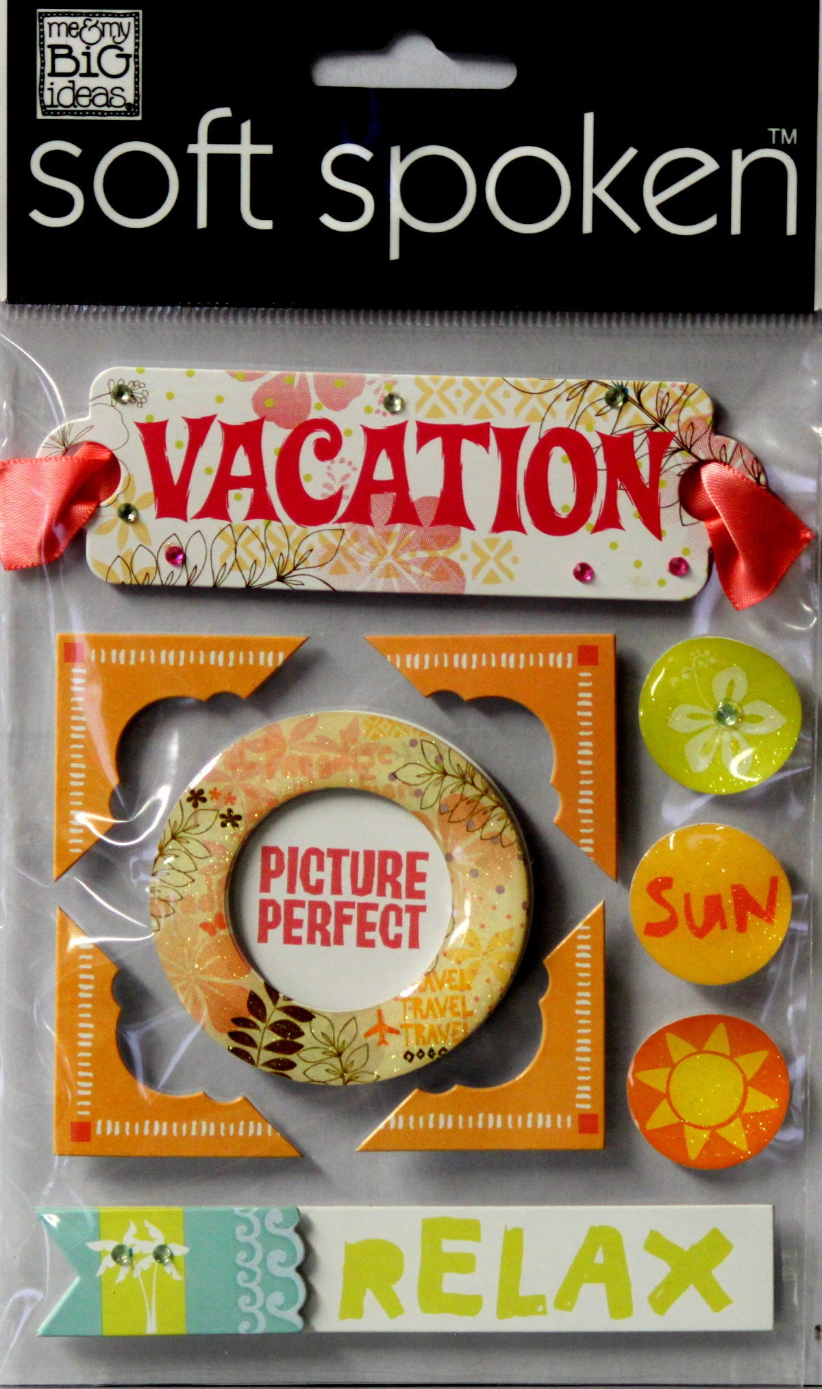 Me & My Big Ideas Soft Spoken Picture Perfect Vacation Dimensional Stickers - SCRAPBOOKFARE