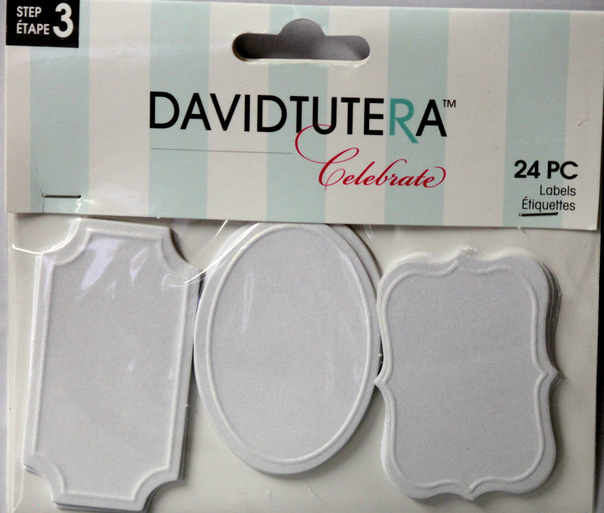 David Tutera Celebrate Frosted White Tags Embellishments - SCRAPBOOKFARE