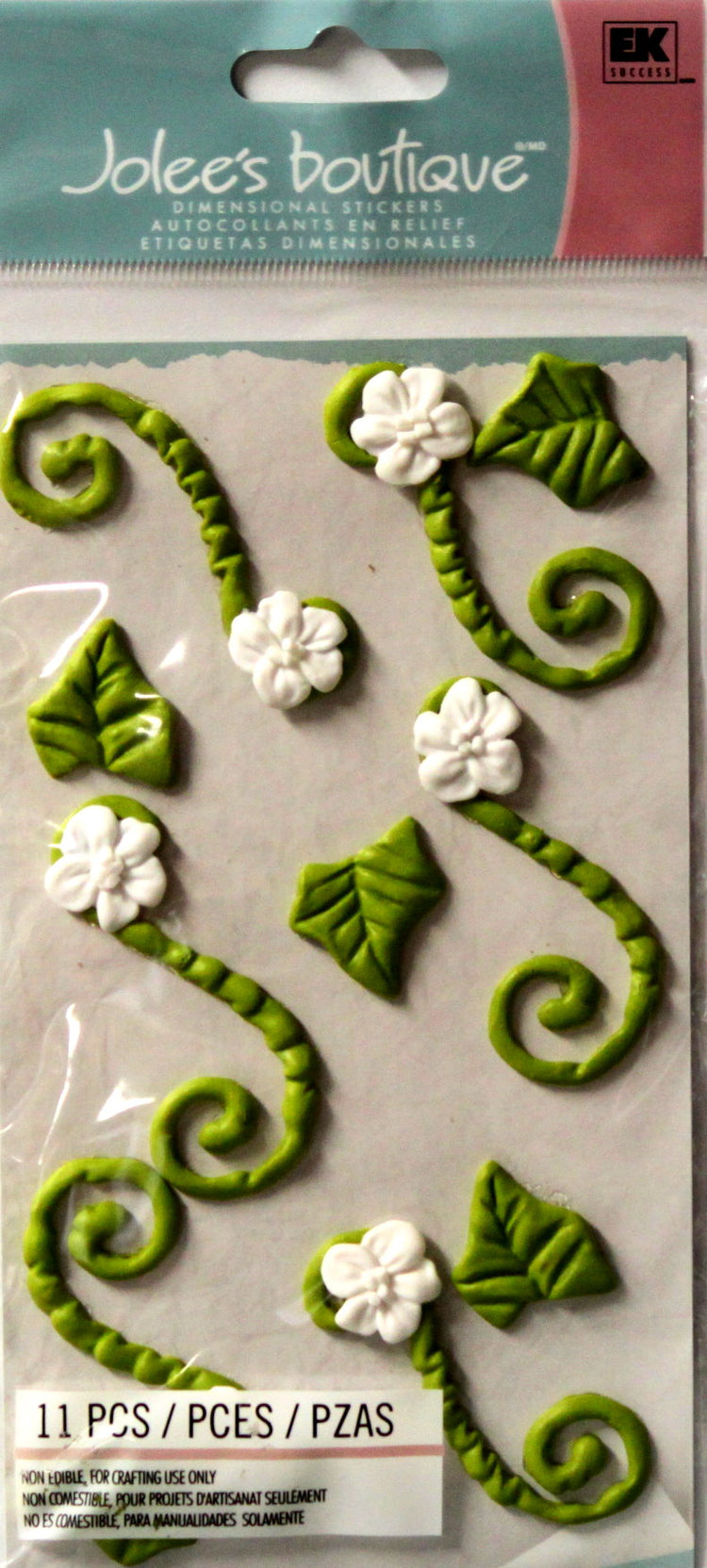 EK Success Jolee's Boutique Green Icing Flouishes With White Flowers Dimensional Stickers