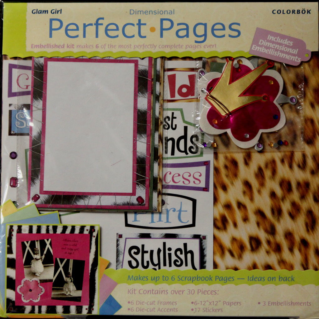 Colorbok Perfect Pages 12 x 12 Glam Girl Dimensional Scrapbook Pages Kit - SCRAPBOOKFARE