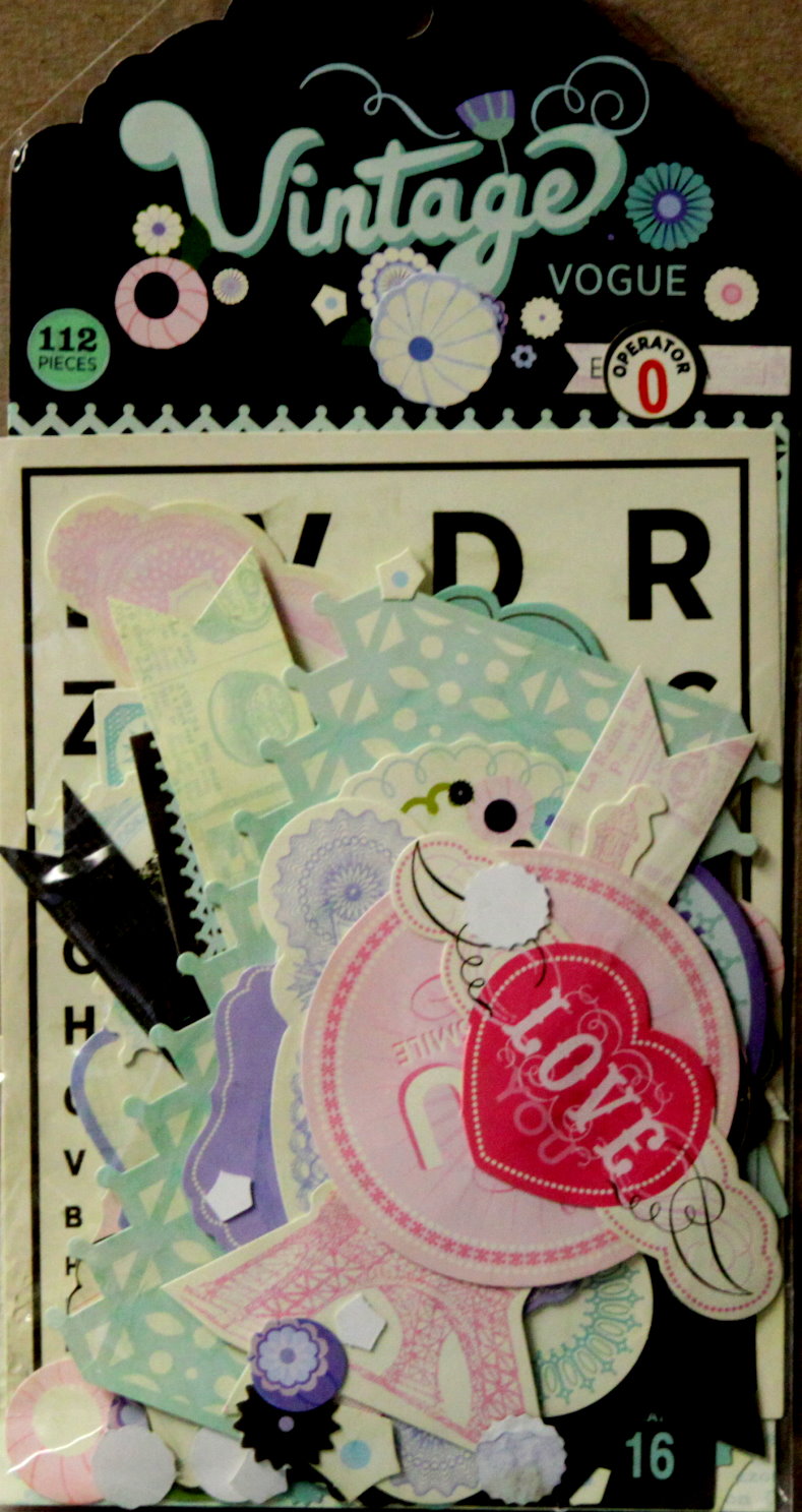 Pink Paislee Vintage Vogue Ephemera Miscellany Paper Tags Embellishments Set