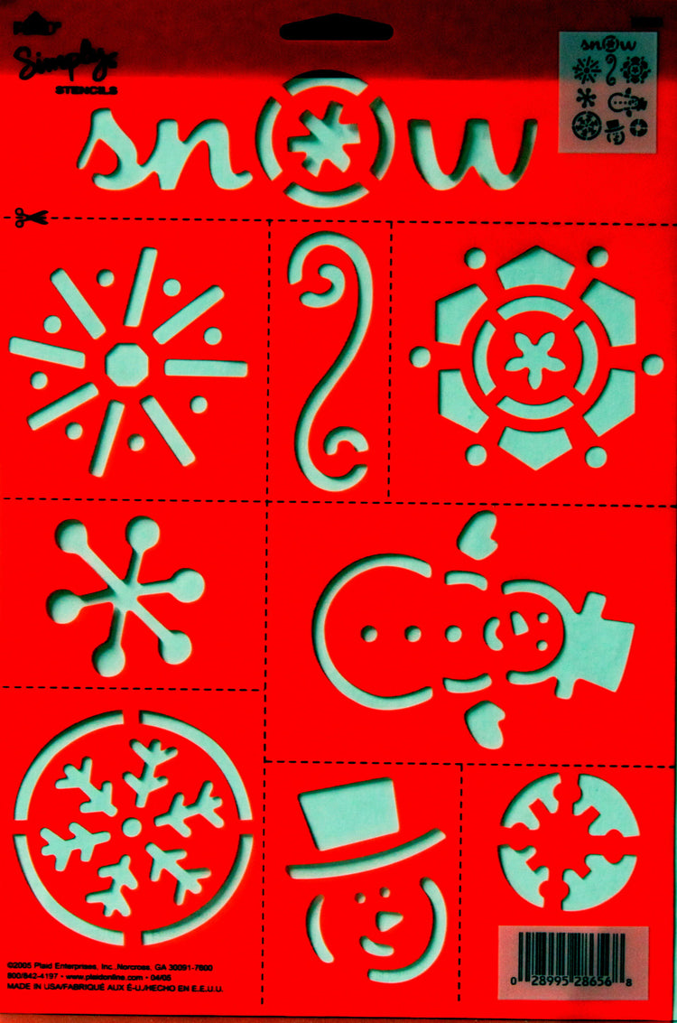 Plaid Simply Stencils Winter Snowman & Snowflakes Cut-Apart Stencils Collection - SCRAPBOOKFARE