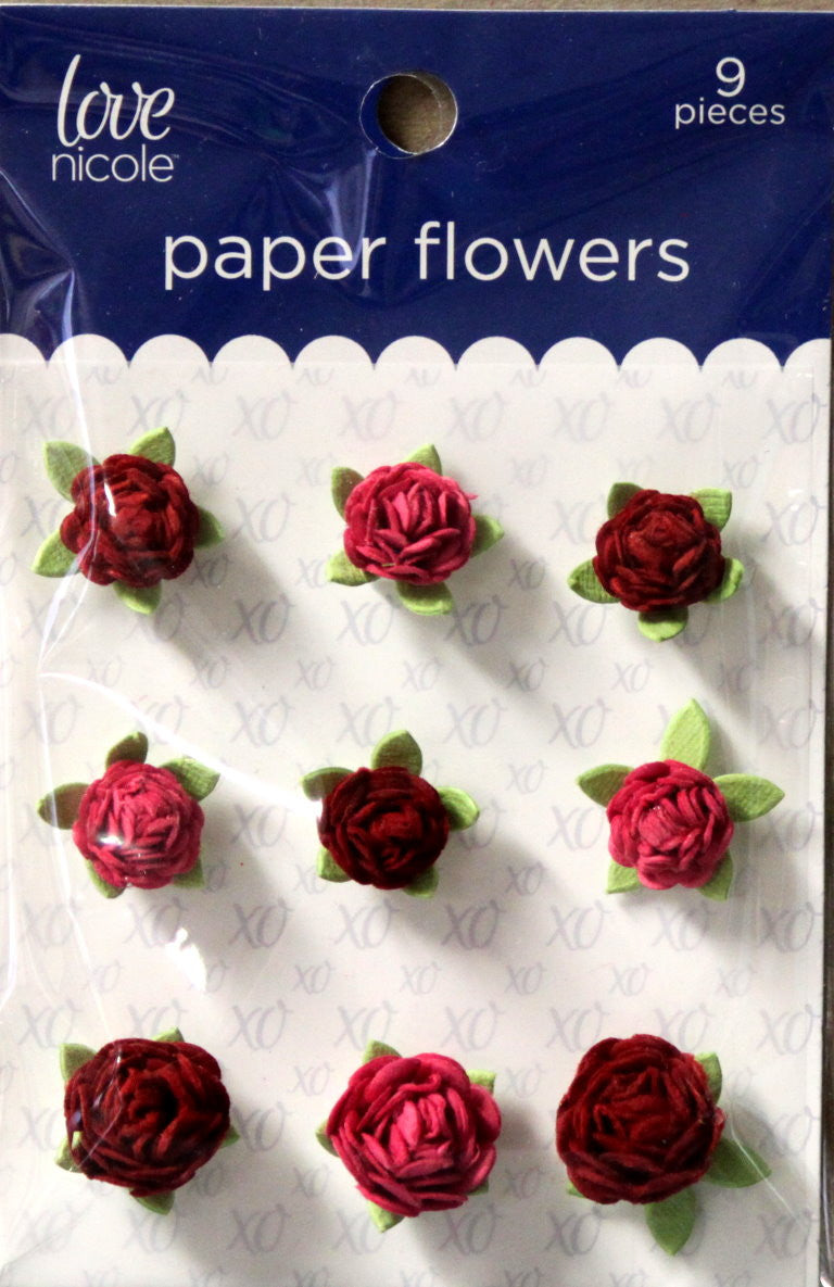 Nicole Love Red And Rose Paper Roses Embellishments - SCRAPBOOKFARE