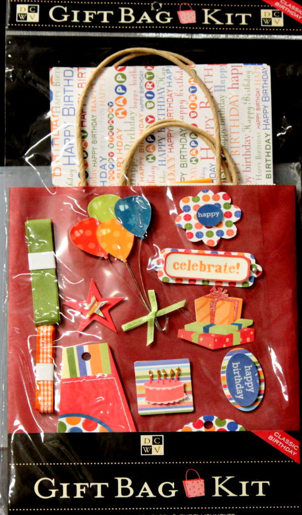 DCWV Build-a-Bag Classic Birthday Gift Bag Kit - SCRAPBOOKFARE