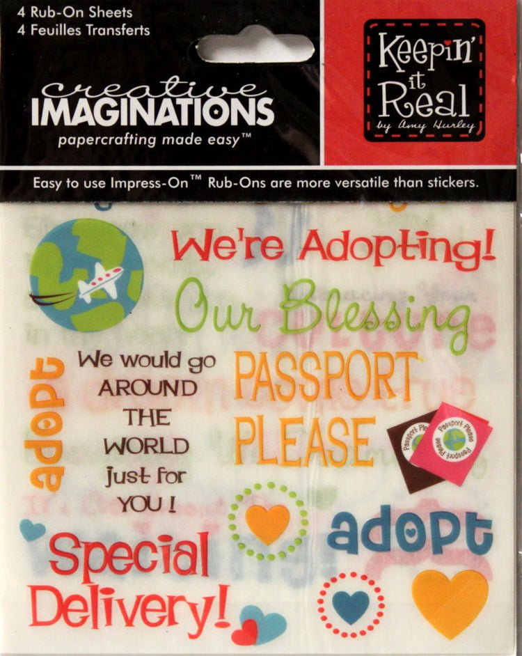 Creative Imaginations Keepin It Real Adoption Baby Rub-On Transfers - SCRAPBOOKFARE