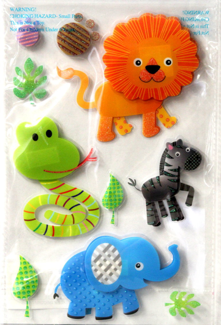 Vivamerica Handmade Dimensional Glitter & Acetate Zoo Friends Stickers - SCRAPBOOKFARE