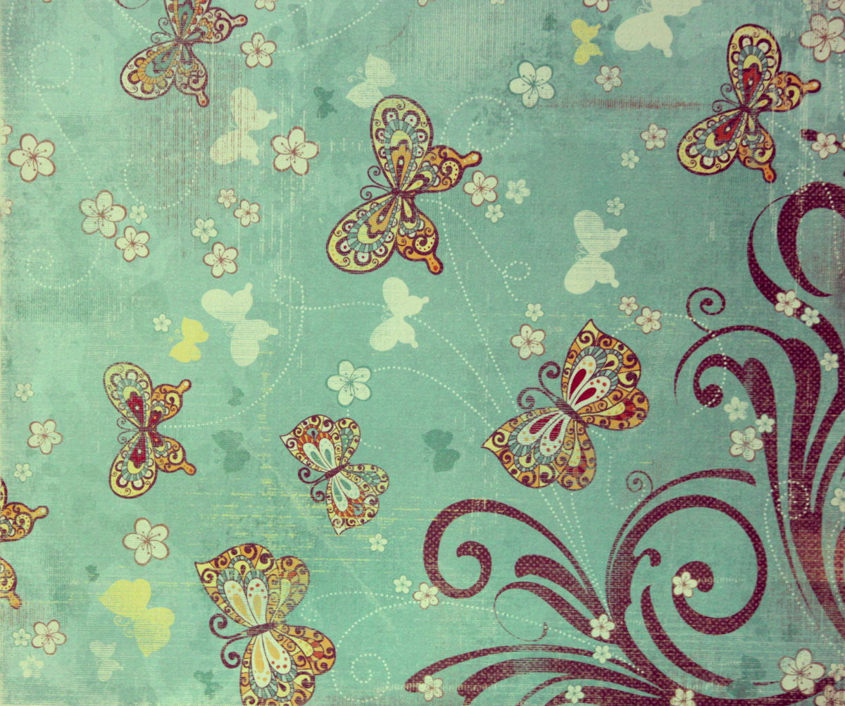 K & Company 12 x 12 Botanical Butterflies Print Flat Scrapbook Paper - SCRAPBOOKFARE