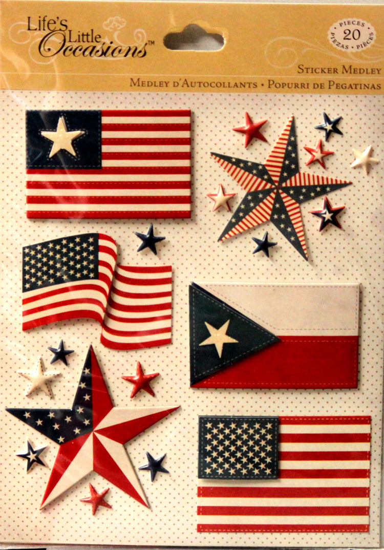 K & Company Life's Little Occasions Flags Dimensional Stickers Medley