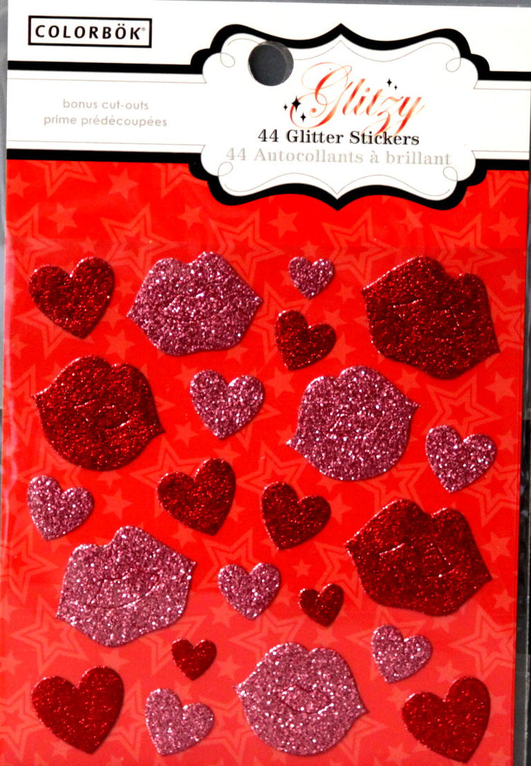 Colorbok Glitzy Glittering Hearts Stickers - SCRAPBOOKFARE