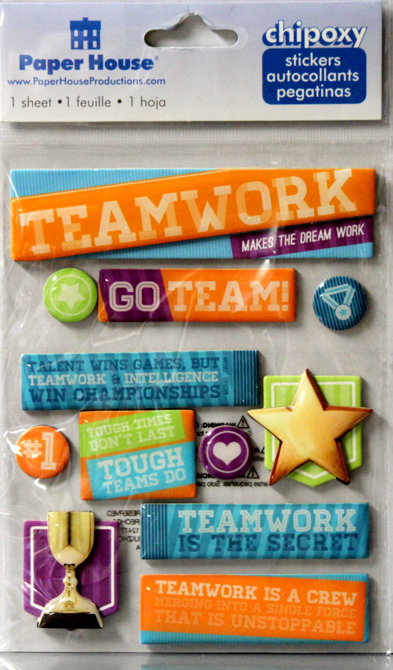 Paper House Chipoxy Teamwork 3D Dimensional Stickers - SCRAPBOOKFARE