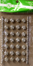 Lucky Star Small Silver Roses and Silver Half-Pearl Gem Self-Adhesive Stickers