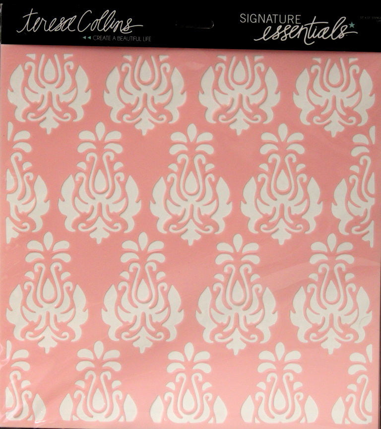 Teresa Collins Signature Essentials Damask 12 x 12 Stencil