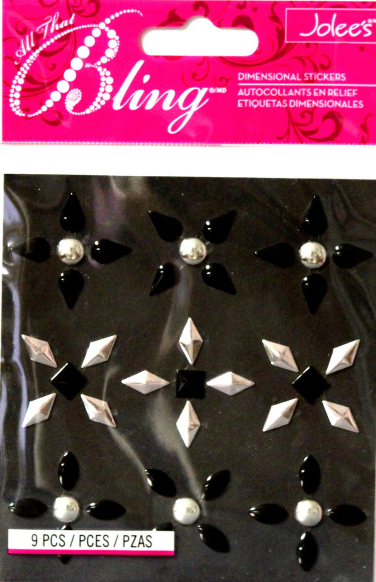 Jolee's All That Bling Black And Silver Studs Dimensional Stickers Embellishments - SCRAPBOOKFARE