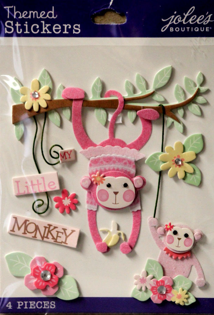 EK Success Jolee's Boutique Baby Girl My Little Monkey Dimensional Themed Scrapbook Stickers