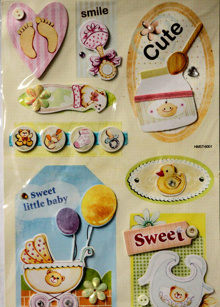 Sticker King Sweet Little Baby Dimensional Handmade Sticker Embellishments