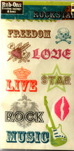 DCWV Rockstar Freedom Sayings & Icons Rub-ons - SCRAPBOOKFARE