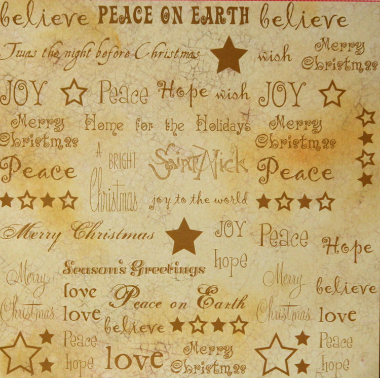 Peace On Earth Printed 12 x 12 Scrapbook Paper