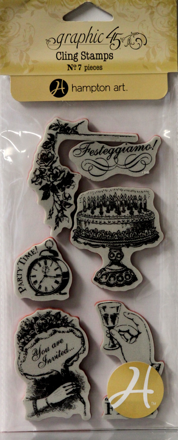 Graphic 45 Time To Celebrate 2 Rubber Cling Stamps Set