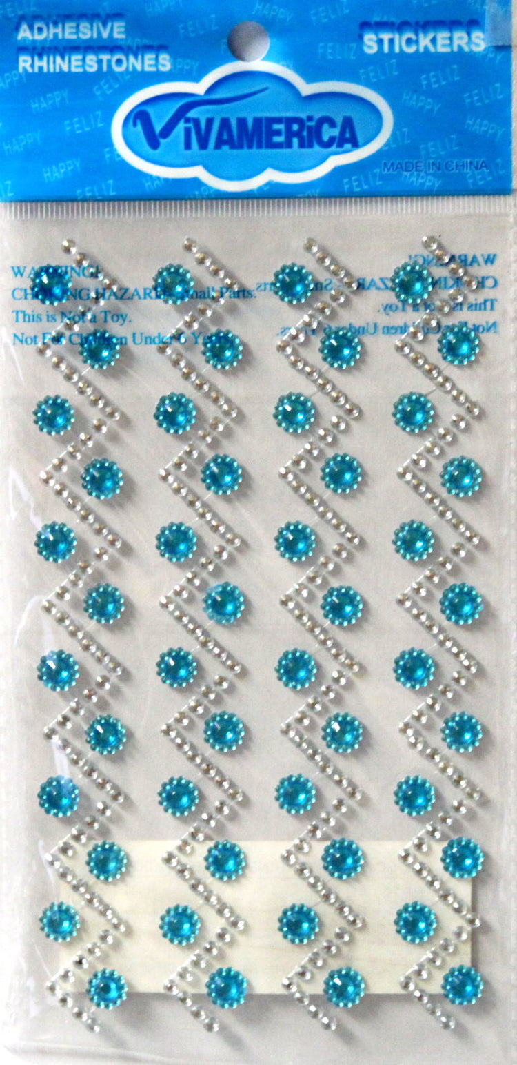 Vivamerica Self-Adhesive Blue & Clear Zig Zag Rhinestone Embellishments